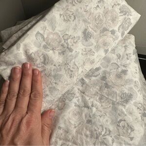 Laura Ashley White, Pale Pink, and Gray Floral King Sheet Set